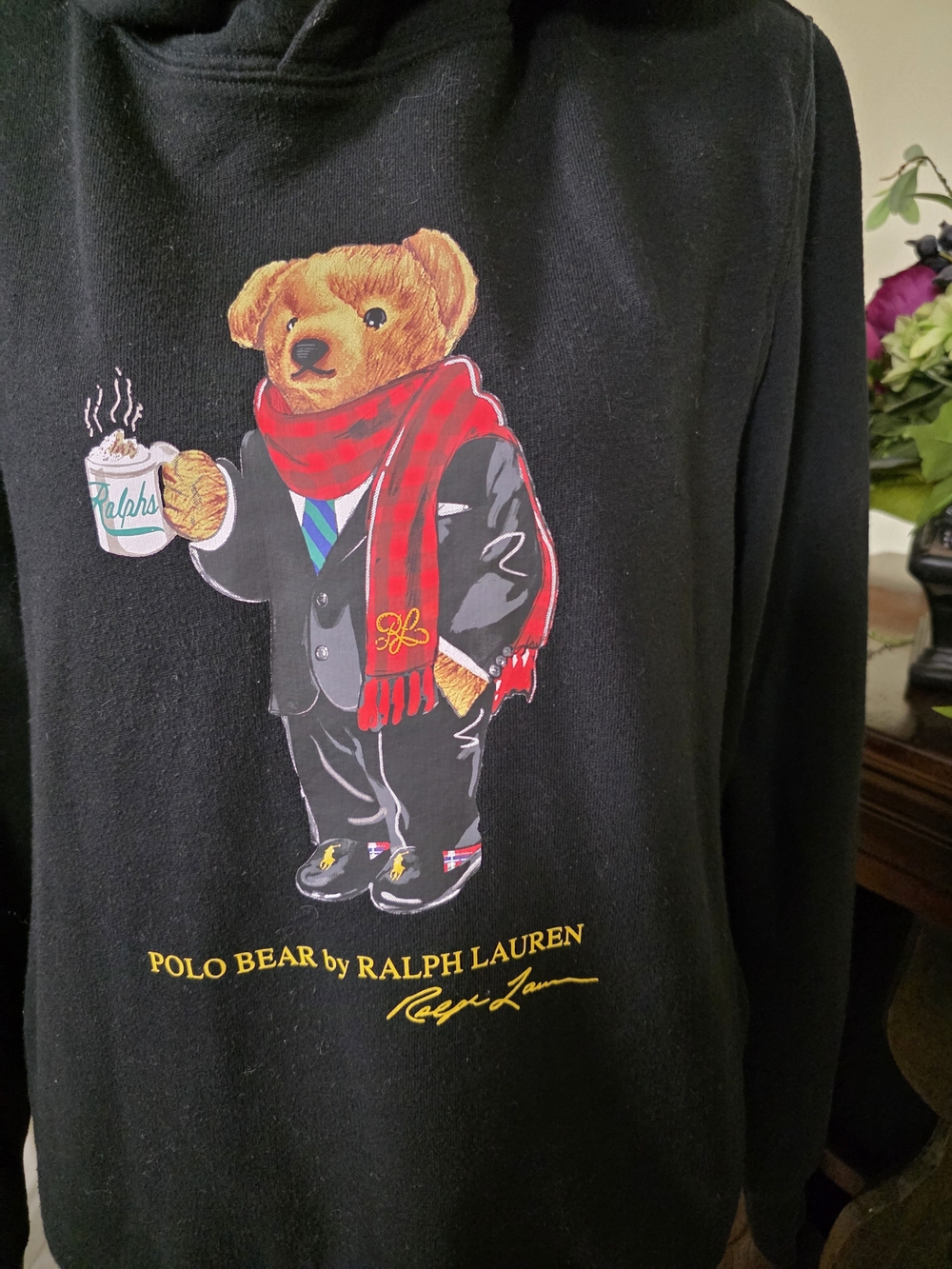 Ralph Lauren Youth Black Hoodie with Polo Bear Graphic Youth Size XL (18-20) - Picture 3 of 11